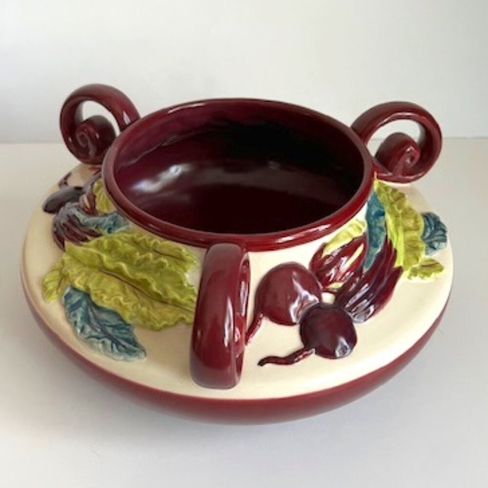 Laura Kelly 18 Carrots-Blue Sky 2003 Ceramic 3-Handled Hand Painted Large Bowl